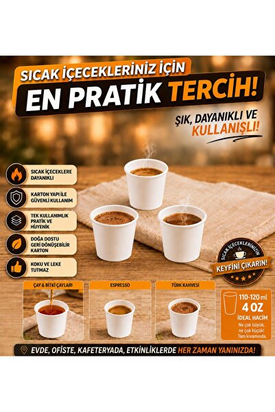 maycup 4 Oz Karton Bardak 3000 Adet BEYAZ (Espresso-Türk Kahvesi )