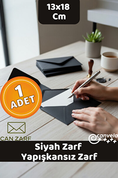 İstisna Siyah Zarf 13x18 cm Mektup Kartpostal Davetiye Zarfı
