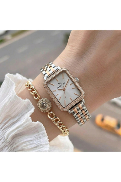 Daniel Klein Premium Silver and Rose Gold Stainless Steel Watch for Women DK....