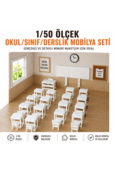 Home 1/50 ölçek maket okul, sınıf, derslik mobilyaları,diorama, mimari iç mim...