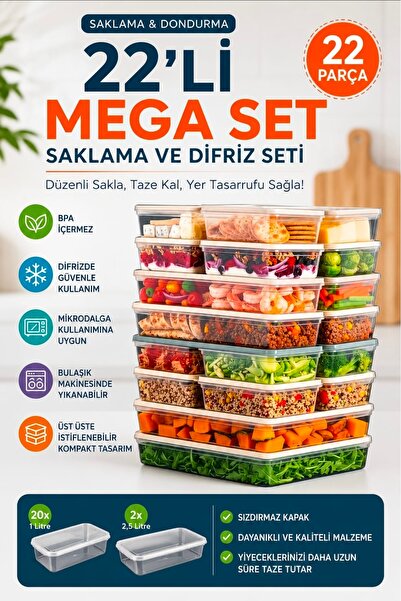 Herza House مجموعة من 22 حاوية تخزين فريش بوكس مناسبة للميكروويف والثلاجة - 2...