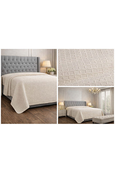 Faralya Life %100 Pamuk Kare Petek Dokulu Çift Kişilik Lüks Pike –200*220cm