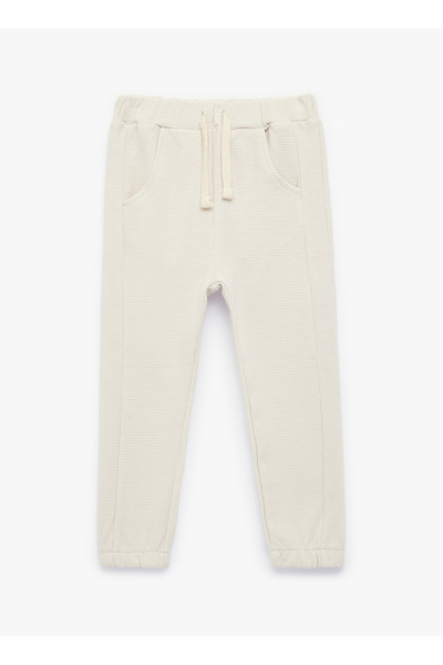 Koton Pantaloni de sport Jogger din bumbac din țesătură waffle, cu talie elas...