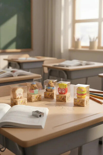 Miniso Lisanslı Pişirme Serisi Fast Food Figürlü Silgi – Eğlenceli Tasarım – ...