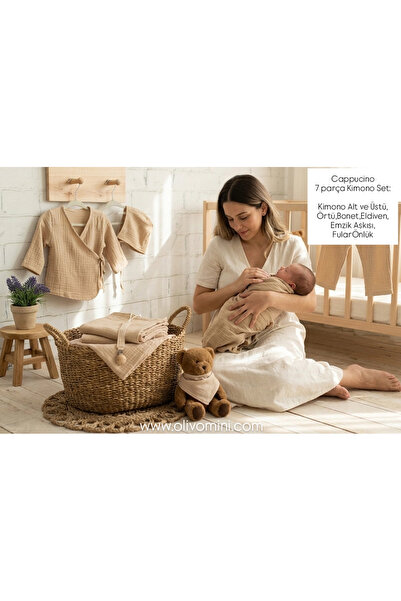 Olivo Mini Newborn Kimono Set 7 Pieces 2 Layers Muslin