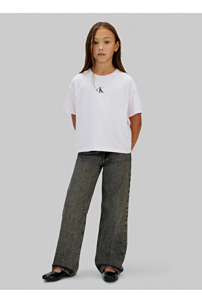 Calvin Klein Beyaz Kız Çocuk Baskılı T-Shirt IG0IG02136TN9