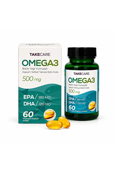TakeCare Omega 3 Balık yağı fish oil 500 mg 60 adet Softjel Yumuşak Kapsül ta...