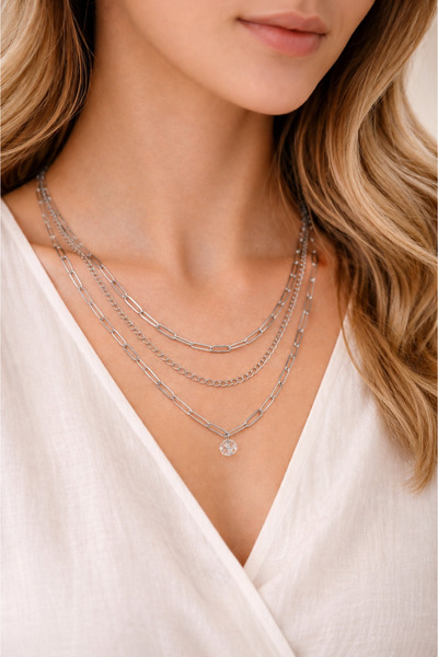 Camellie KY Jewels Crystal Line Layer | Rodyum Kaplama Şeffaf Premium Kristal...