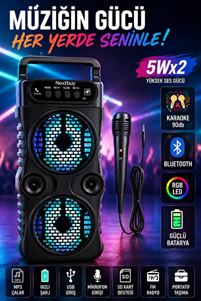 nevaport Bluetooth Hoparlör Parti Hoparlörü Kablosuz Speaker Ledli Ses Bombas...
