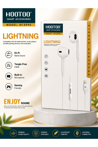 HooToo HT-EP95 Lightning Earphones – Stereo Sound with Built-in Mic