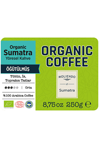 Moliendo Finest Coffee Organik Indonesia Sumatra Yöresel Kahve (Öğütülmüş Filtre Kahve) 250 g