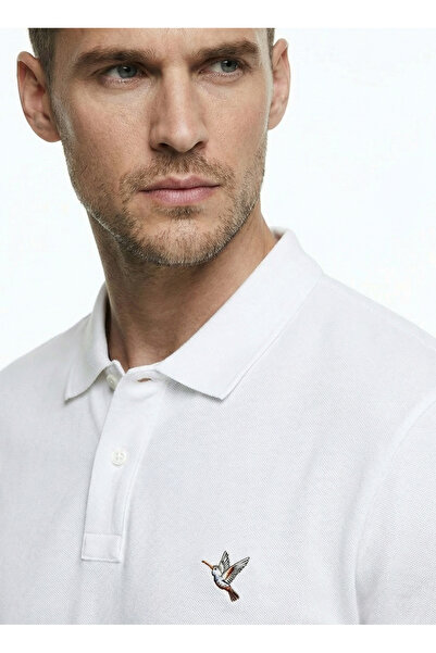 Fabrika Beyaz Erkek Slim Fit Polo T-Shirt F6SM-TST 2103