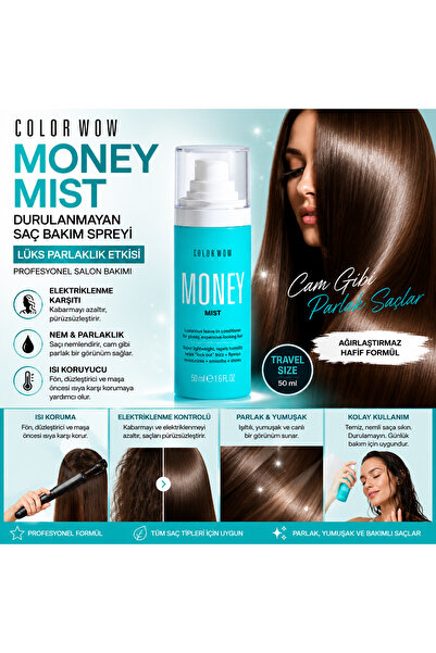 Color Wow Money Mist Yıpranmış Saçlar İçin Durulanmayan Bakım Spreyi Isı Koru...