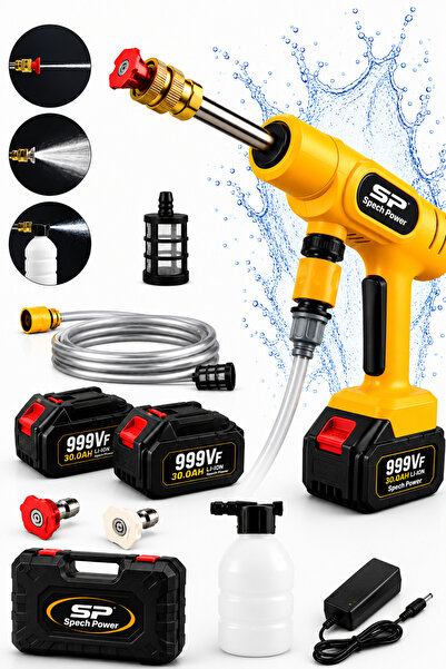 Spech Power 999 Vf  30 Ah Köpüklü 2x Akülü Basınçlı Oto Bahçe Araba Yıkama Su...