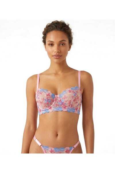 La Linaa Set de sutien chiloți cu model de flori violete
