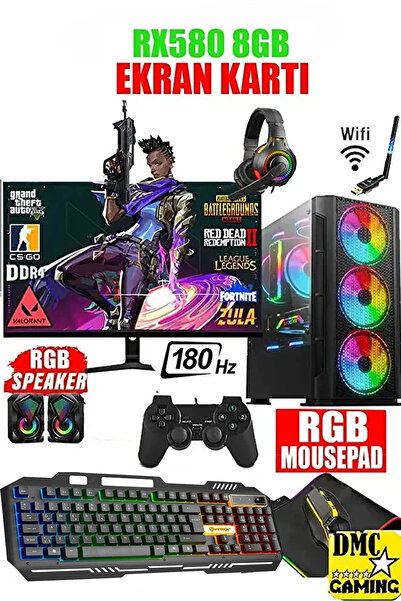Dmc 49x Windows 11 RYZEN 5 5500,32GB RAM,500GB HDD,256GB SSD,RX580,24''180hz ...