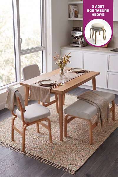 VİLİNZE Ege Sandalye Ve Bank Avanos Ahşap Mdf Mutfak Masası Takımı - 70x120 Cm