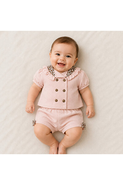 Afrababy KIZ BEBEK YAZLIK LEOPAR CEKETLİ TAKIM