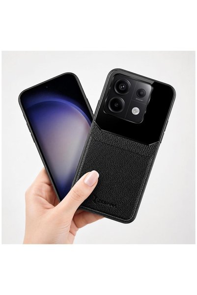 Zebana Xiaomi Redmi Note 13 Pro 5g Compatible Case Lens Leather Case Black