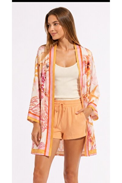 GODE Yarasa kollu şifon saten kimono