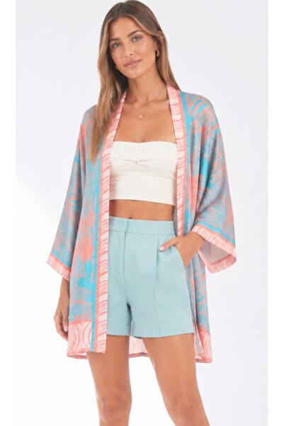 GODE Yarasa kollu, şifon saten kimono