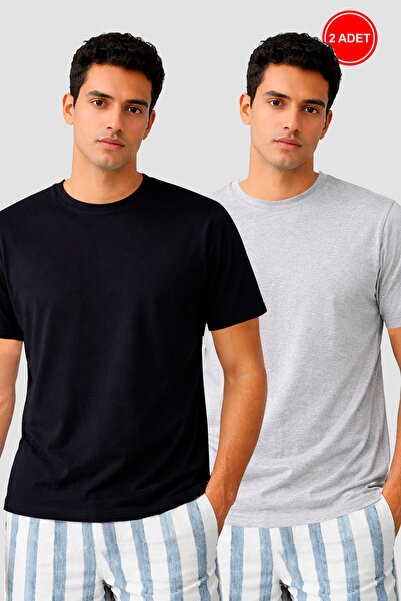 koza iç giyim Men's 2-Piece Basic Lycra T-Shirt