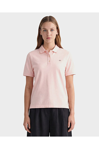 Gant Kadın Pembe Regular Fit Logolu Polo Yaka T-Shirt