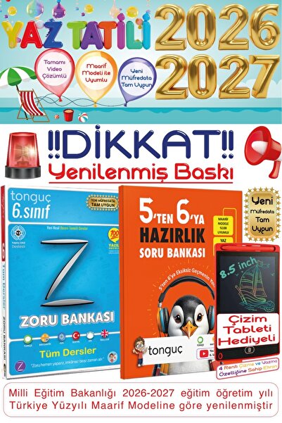 Tonguç Yayınları 5'ten 6'ya Hazırlık Kitabı & 6. Sınıf Tüm Dersler Zoru / Sor...