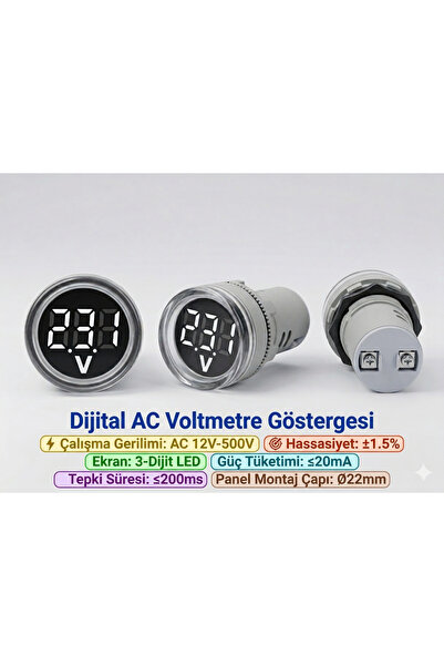 TIANYI Dijital Voltmetre Ac 50-500v - BEYAZ