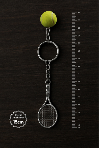 Bimotif Metal raket ve tenis topu anahtarlık Neon Yeşil
