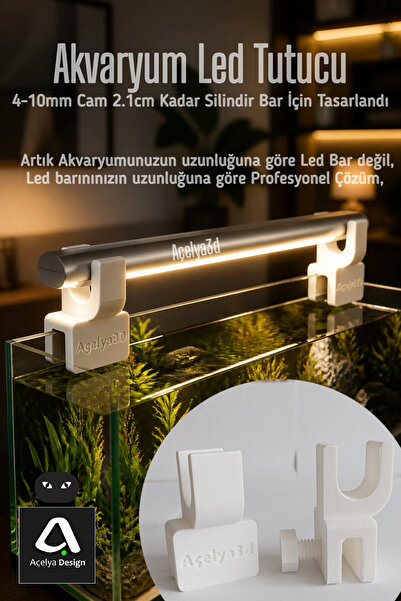 açelya3d Akvaryum Aydınlatma Led Lamba Bar Tutucu Aparat – Silindir Led Aydın...