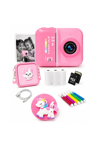 FAMIFY Aparat foto instant Polaroid pentru copii, 48MP, 1080P, imprimare term...