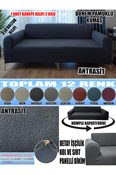 ILYHOMETEKSTİL HUSĂ DE CANAPEA DIN ȚESĂTURĂ DE BUMBAC BOHEM, PENTRU CANAPEA C...