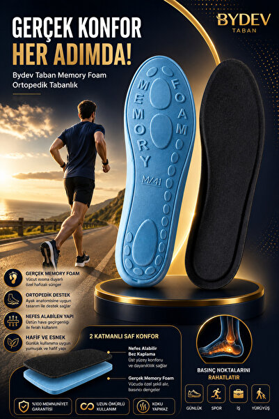 Bydev Taban ByDev Memory Foam Ortopedik Tabanlık ile gün boyu rahat adımlar!