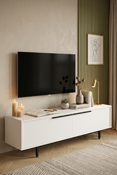Yurupa Bohem Tv Ünitesi 160cm Modern Tv Sehpası Salon Metal Ayaklı Dolaplı Be...
