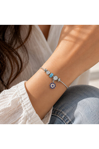 Accessories Zirkon Taşlı Kar Tanesi Detaylı Asansörlü Bileklik