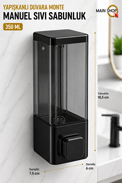 MAİN SHOP 1 Pcs Adhesive Wall Mounted Bathroom & Kitchen Manual Liquid Soap D...