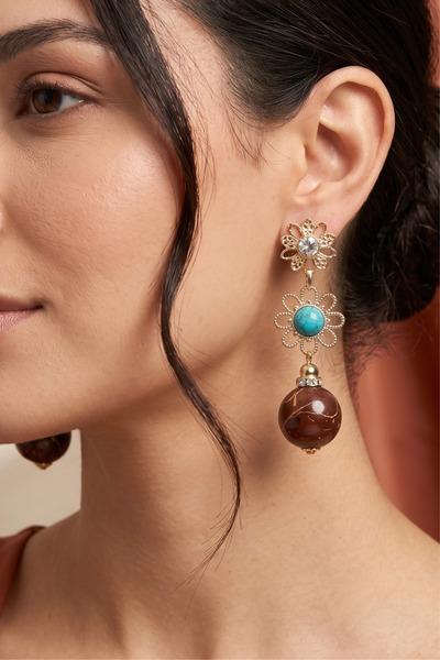 PETEK AKSESUAR Mi̇mek Sallatili Top Earrings 7 Cm.