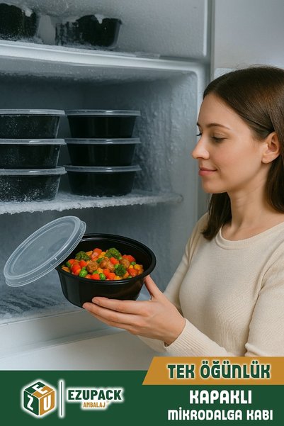 Ezupack Set of 12 Round Microwave and Freezer Suitable Storage Containers Plastic Container Deepfreezer 500ml