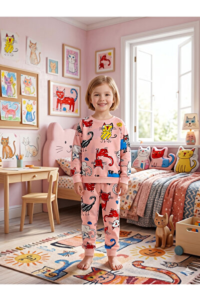 Fil Kids Pijamale sezoniere cu mânecă lungă din țesătură de bumbac pentru fet...