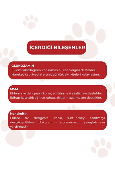 MALLY PET PROFESSIONEL PET CARE Kediler ve Köpekler İçin Eklem ve Kas Sistemi Sağlığı Destekleyici Glukozamin Tablet Move+G