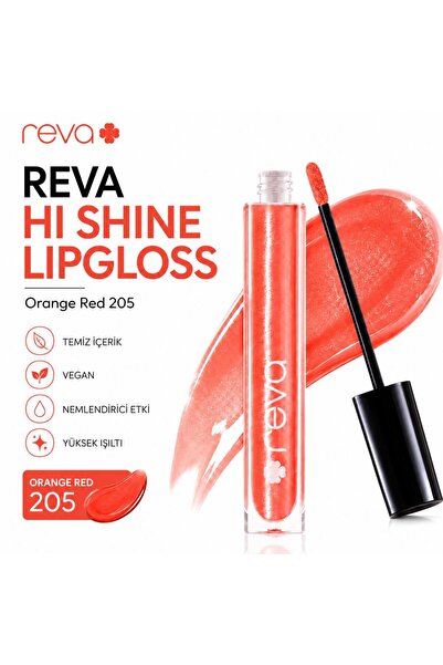 REVA Işıltılı Dudak Parlatıcısı - Hi-shine Lip Gloss Orange Red - No: 205 - V...