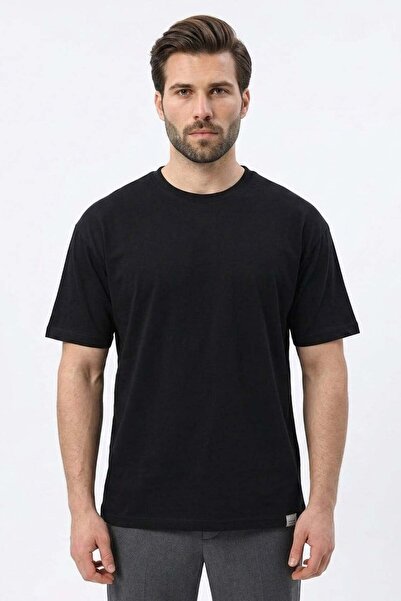 Madmext Μαύρο ανδρικό μπλουζάκι Regular Fit Basic 6131