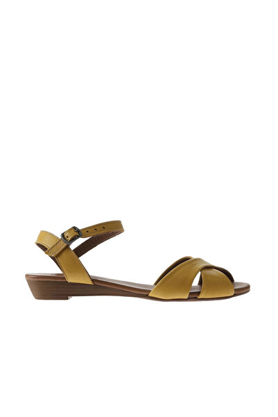 Bueno Shoes Sandale de damă din piele galbenă 01wn3808