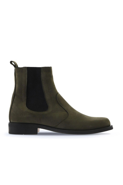 Bueno Shoes Cizme plate de damă din nubuc închis kaki 01wv8601