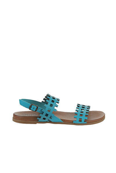 Bueno Shoes Τιρκουάζ Δερμάτινα Γυναικεία Flat Σανδάλια 01wu4242