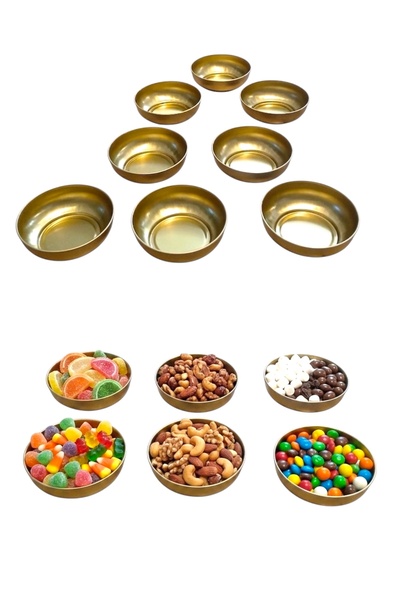 Yenigeldi 6-Piece Luxury Gold Metal Snack Bowl Set - 10 cm Decorative Sauce B...