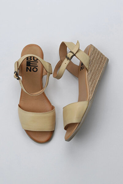 Bueno Shoes Sandale cu toc pentru femei din piele galbenă 01ws11101