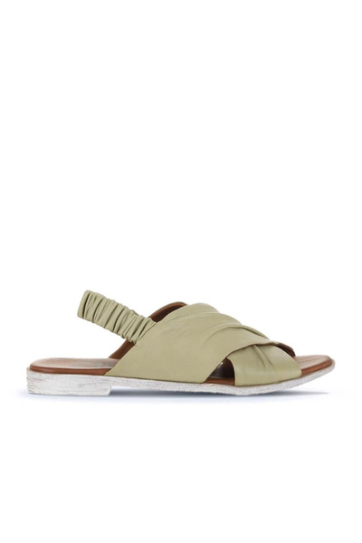 Bueno Shoes Sandale plate de damă din piele kaki 01wu3005
