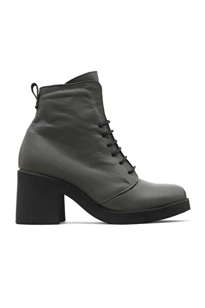 Bueno Shoes حذاء بكعب نسائي من الجلد باللون الرمادي Amf 01wz7107